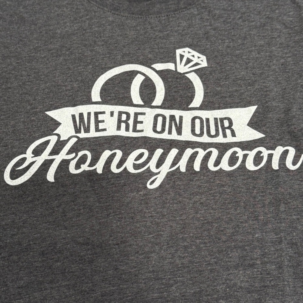 Port & Company Honeymoon T-Shirt Wedding Rings Graphic Tee gift Womens L